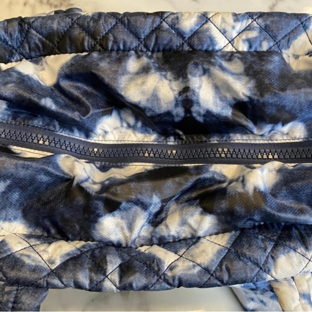 NWT $225 MZ Wallace METRO Med Tote Bag Leather Trim Blue Indigo Tie Dye Print